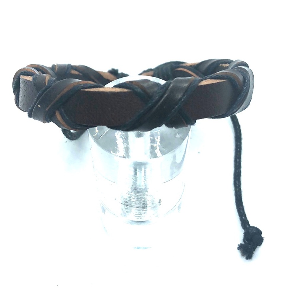 Black brown leather bracelet